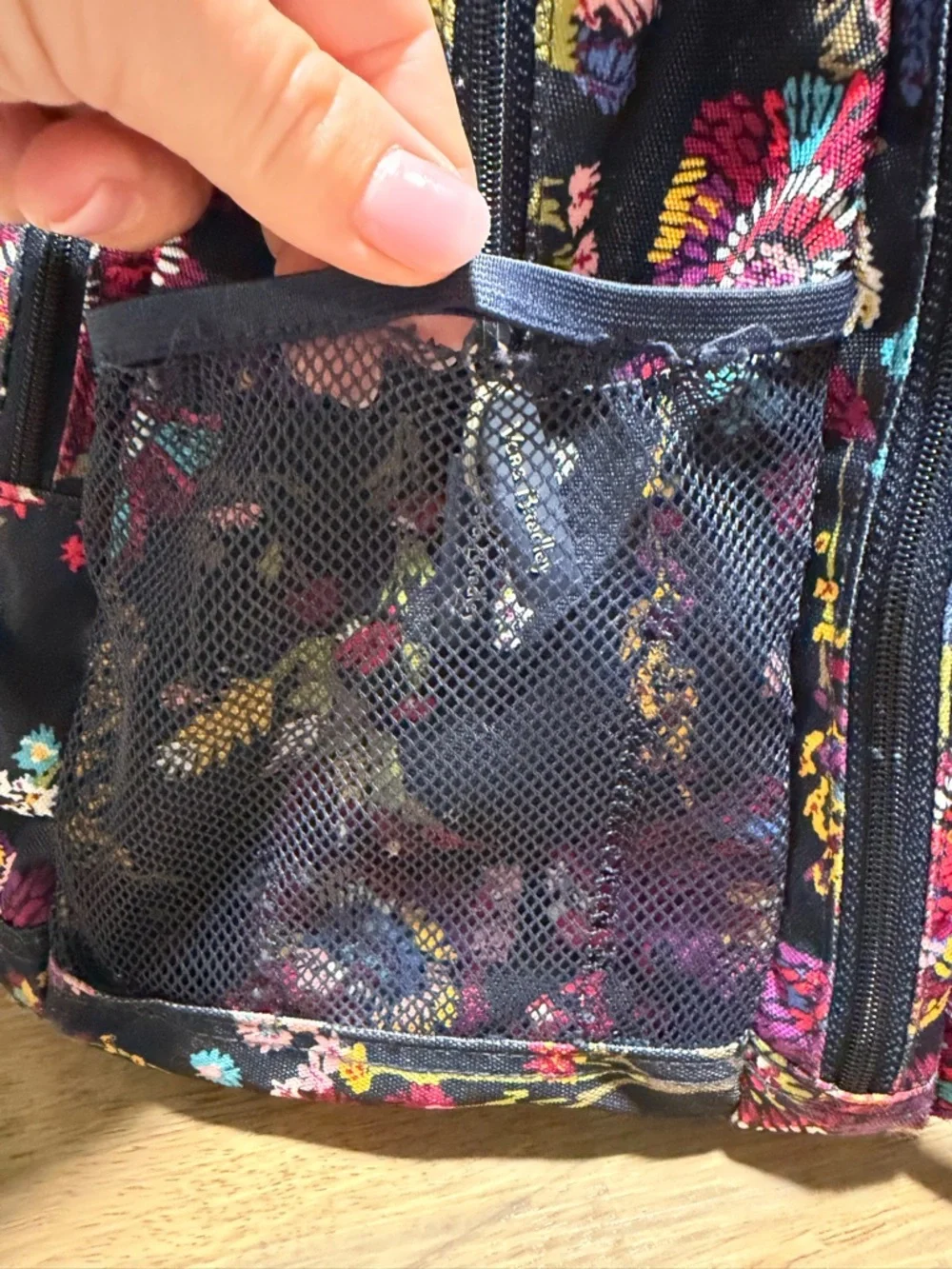 Vera Bradley Essential Backpack in the Midnight Wildflowers pattern